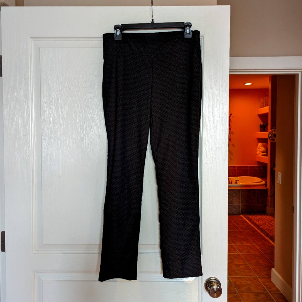 Hilary Radley Slim Straight Leg Black Jacquard Pants Size 8